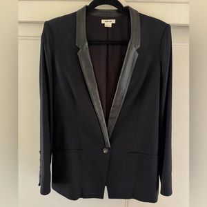 Helmut Lang - black blazer with leather collar - size 6